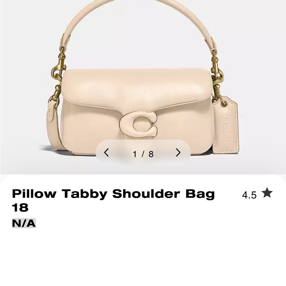 NEW Coach cream pillow tabby 18 shoulder crossbody bag